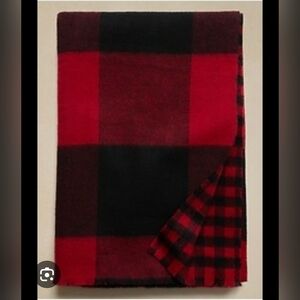 Banana Republic Lazar Reversible 27×80 Red & Black Plaid Wool Scarf Holiday Cozy